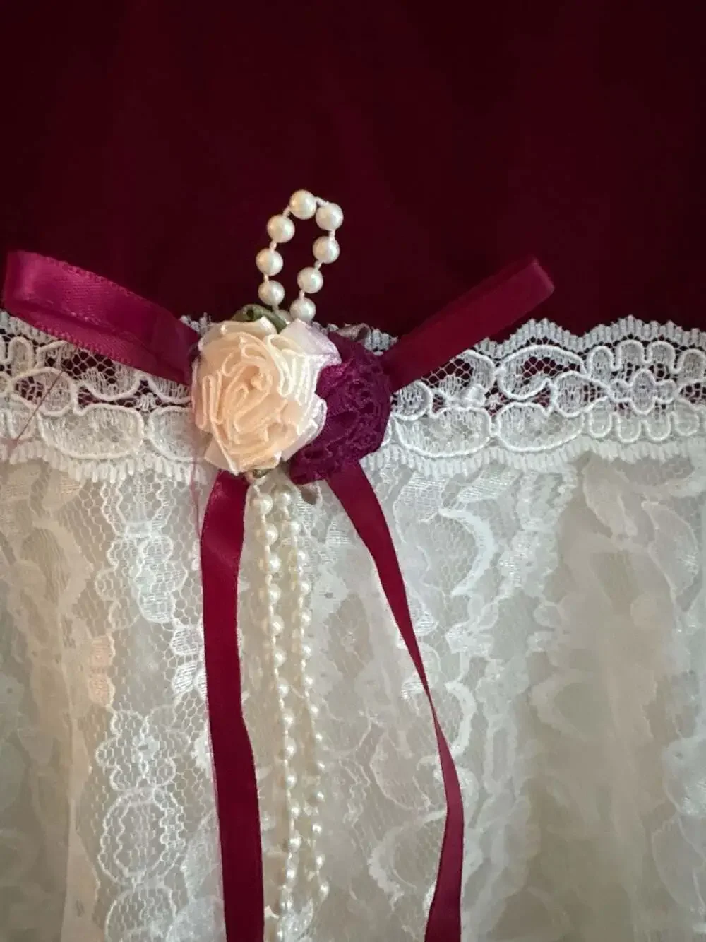 Rose Cottage Girls Velvet and Lace Christmas Holiday Dress